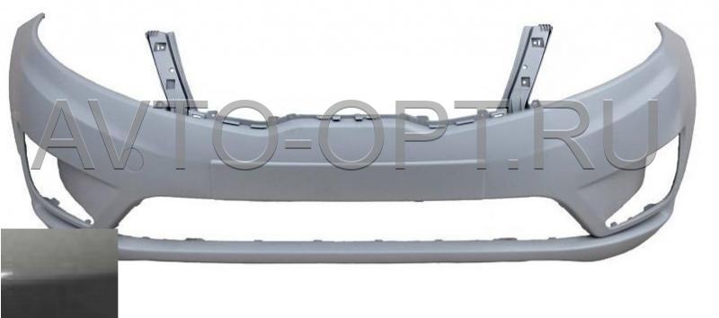 Бампер передний (с отверст.под ПТФ) KIA RIO 11 SAE (Сarbon grey)(Серый) Россия
